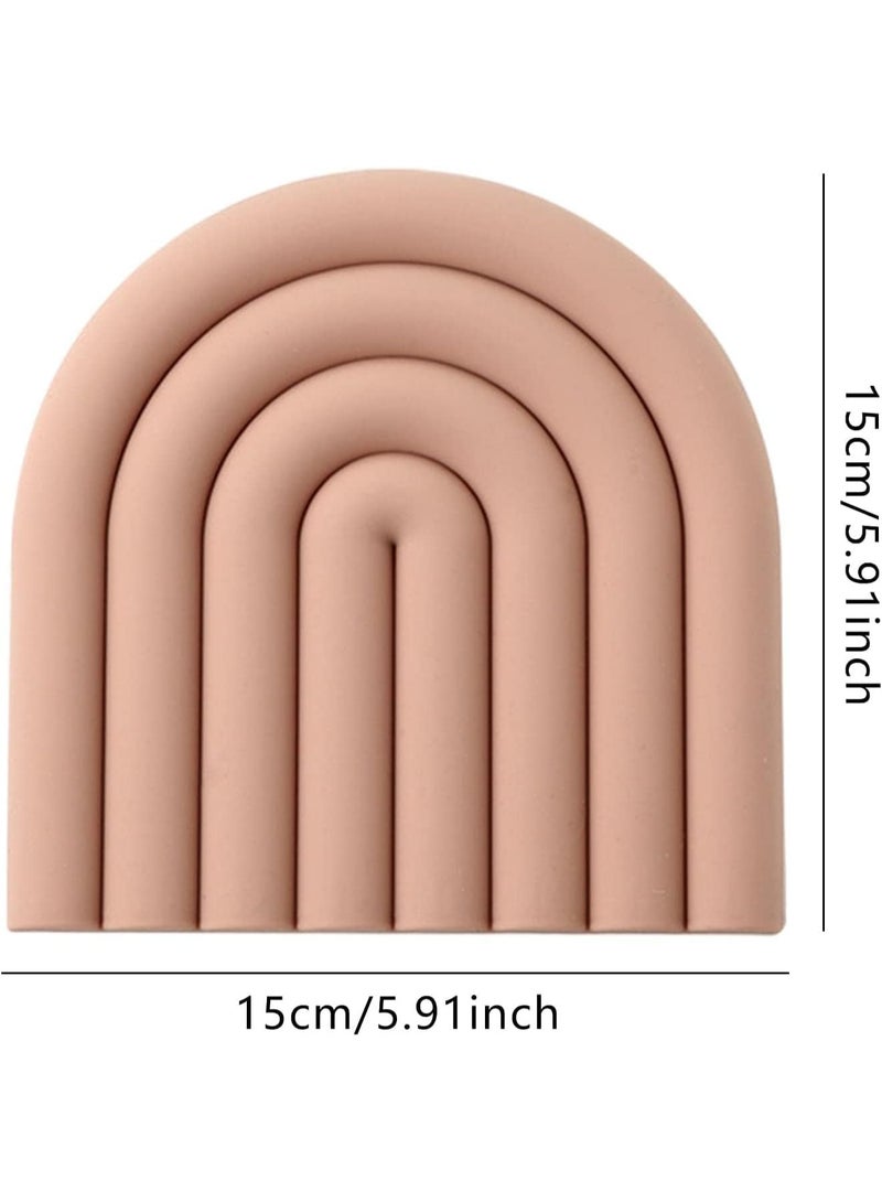 Silicone Trivets for Hot Pots and Pans - Stylish and Colorful Pot Holders, Heat Resistant Mats for Countertop, Hot Pads, Modern Multi-Purpose Trivet Mat, Coasters (Muted Pink, Set of 2) - Image 4