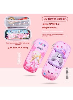 Cartoon Primary School Childrens Pencil Bag 3D Cute Male and Female Stationery Box Large Capacity Creative Pencil Bag Pencil Box Prizes3D flower skirt girl-two layers of cloth 3D flower skirt girl-two layers of cloth
