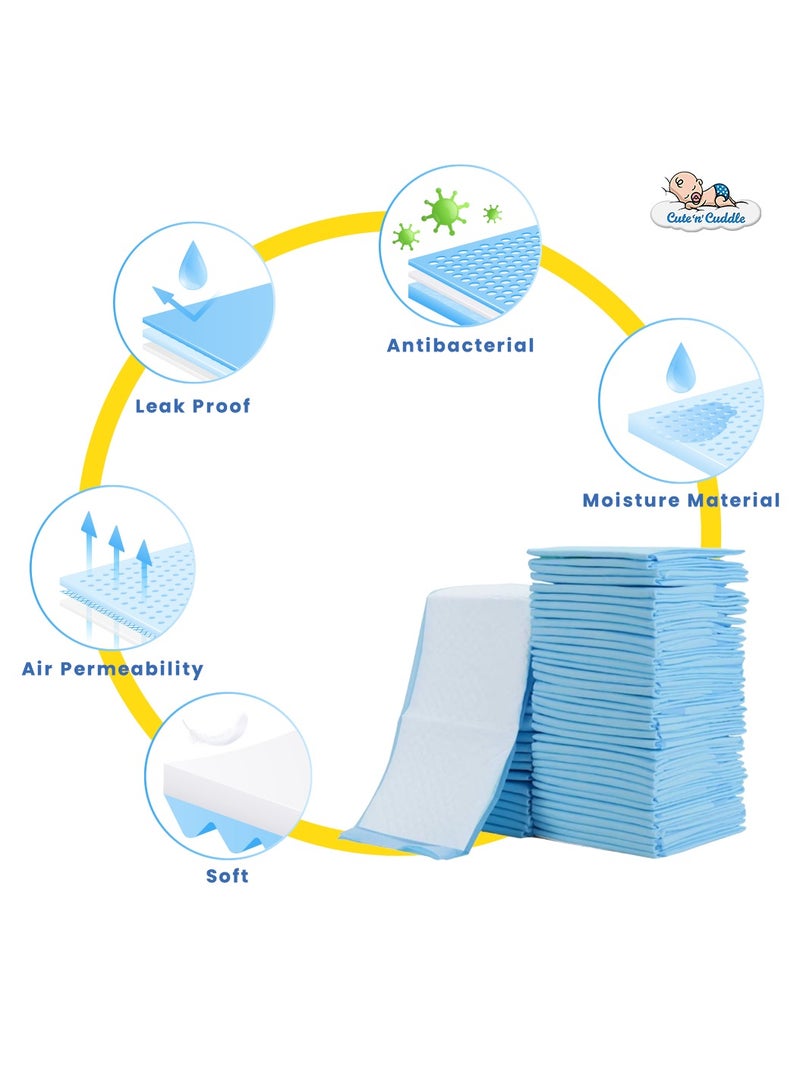 Cute 'n' Cuddle Pack Of 90 Disposable Soft Ultra Absorbent Waterproof Diaper Mess-Free Changing Mat Liners Baby Changing Mat Cover Bed Pads, 60 CM X 90 CM - Image 3