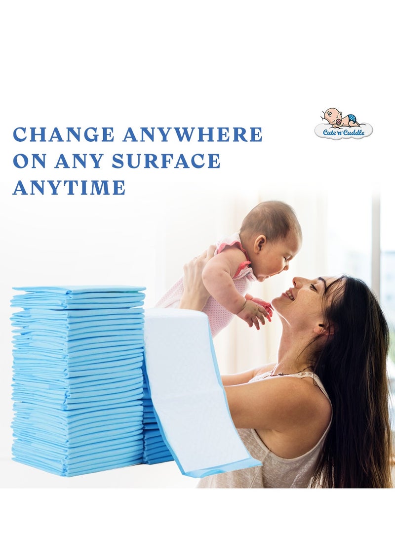 Cute 'n' Cuddle Pack Of 90 Disposable Soft Ultra Absorbent Waterproof Diaper Mess-Free Changing Mat Liners Baby Changing Mat Cover Bed Pads, 60 CM X 90 CM - Image 2