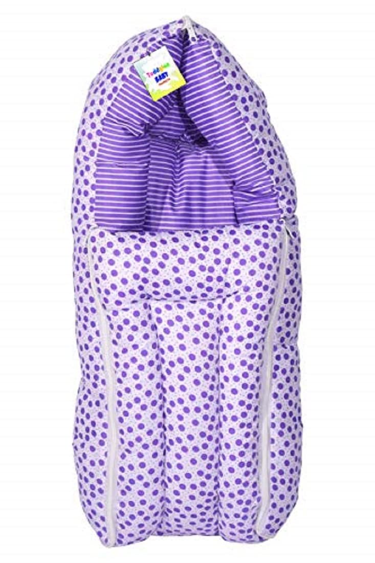 Toddylon Baby Carry Bags 3 in 1 Bed | Wrapper | Newborn Boys Girls | Wearable Blankets | Cotton (0-6 Months) Purple - Image 1