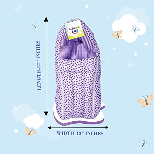 Toddylon Baby Carry Bags 3 in 1 Bed | Wrapper | Newborn Boys Girls | Wearable Blankets | Cotton (0-6 Months) Purple - Image 5