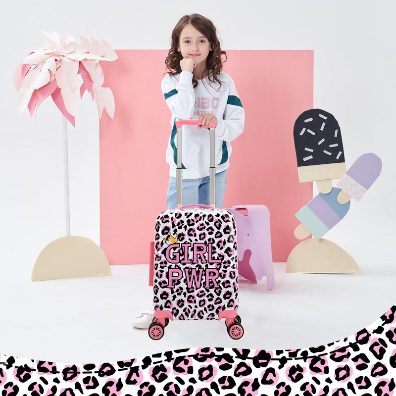 Esteemly Kid's Luggage Set 2 Piece Suitcase Set 16" Hardside Luggage with Spinner Wheels Girls Carry on Toddler Travel Rolling Suitcase with Neck Pillow Airline Approved - Image 5