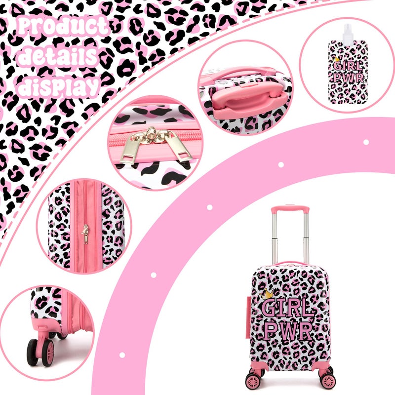 Esteemly Kid's Luggage Set 2 Piece Suitcase Set 16" Hardside Luggage with Spinner Wheels Girls Carry on Toddler Travel Rolling Suitcase with Neck Pillow Airline Approved - Image 3