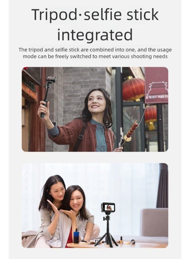 aMagisn 16cm Pocket 2-in-1 Mini Tripod Selfie Stick, 15–30cm Aluminum Extension, 360° Ball Head, Anti-Slip Soft Rubber Feet — Mini Tripod(Black) - Image 5