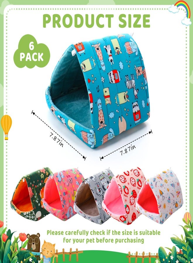 Ripeng 6 Pcs Guinea Pig Hideout Guinea Pig Bed House Rabbit Tunnel Washable Small House Cage Accessories for Hedgehog Mouse Chinchillas Hamster Ferrets Bearded Rats(7.1 7.9inch Cute Animals) - Image 2