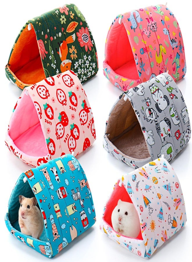 Ripeng 6 Pcs Guinea Pig Hideout Guinea Pig Bed House Rabbit Tunnel Washable Small House Cage Accessories for Hedgehog Mouse Chinchillas Hamster Ferrets Bearded Rats(7.1 7.9inch Cute Animals) - Image 1