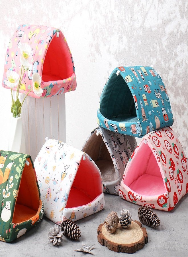 Ripeng 6 Pcs Guinea Pig Hideout Guinea Pig Bed House Rabbit Tunnel Washable Small House Cage Accessories for Hedgehog Mouse Chinchillas Hamster Ferrets Bearded Rats(7.1 7.9inch Cute Animals) - Image 3