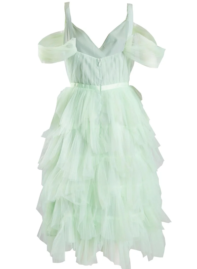 ترو ديكادينس Isla Pale Lime Pleated Petal Skirt Midi-Dress