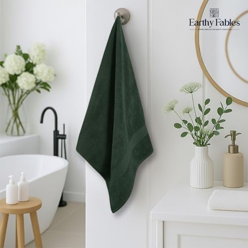 Earthy Fables Premium Bath Towel - 100% Combed Cotton, 600 GSM, Ultra Soft, Quick Dry and Highly Absorbent for Home, Travel and Acne-Prone Skin, 140 X 70 cm, Castleton Green - Image 2