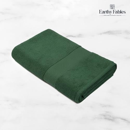 Earthy Fables Premium Bath Towel - 100% Combed Cotton, 600 GSM, Ultra Soft, Quick Dry and Highly Absorbent for Home, Travel and Acne-Prone Skin, 140 X 70 cm, Castleton Green - Image 3
