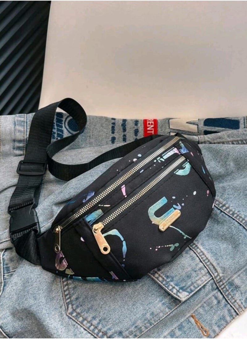Shein Fashion Ladies" Waist Bag Shoulder Crossbody Bag Gold Foil Coin Purse Chest Bag Outdoor Multifunctional  - Image 1