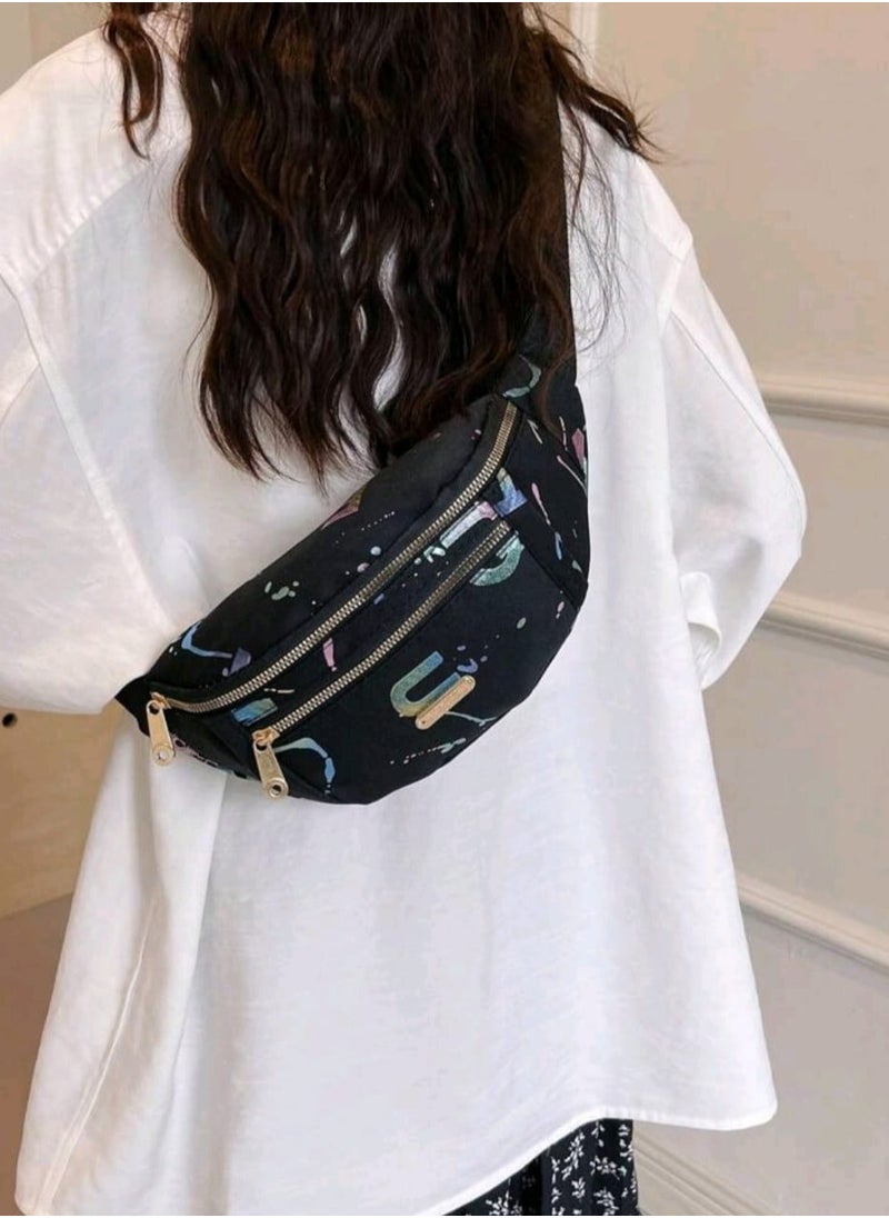 Shein Fashion Ladies" Waist Bag Shoulder Crossbody Bag Gold Foil Coin Purse Chest Bag Outdoor Multifunctional  - Image 2