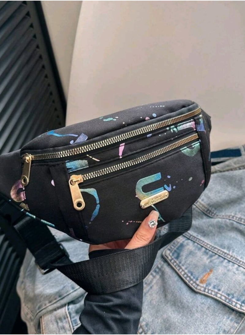 Shein Fashion Ladies" Waist Bag Shoulder Crossbody Bag Gold Foil Coin Purse Chest Bag Outdoor Multifunctional  - Image 4