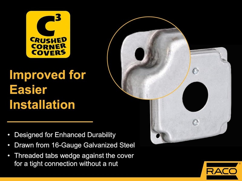 RACO Hubbell- 801C 1 Receptacle 1.406-Inch Diameter 4-Inch Square Exposed Work Cover - Image 5