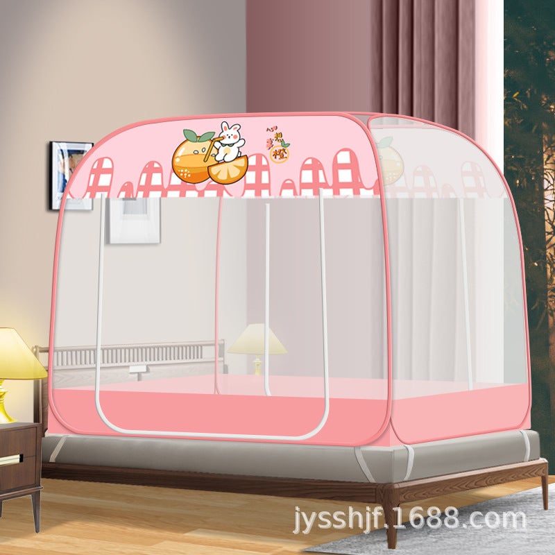 New Installation-Free Mongolian Yurt Household 1.2 M 1.5 M Bed Mosquito Net Foldable Zipper One-Piece Full Bottom Bottomless - Image 4