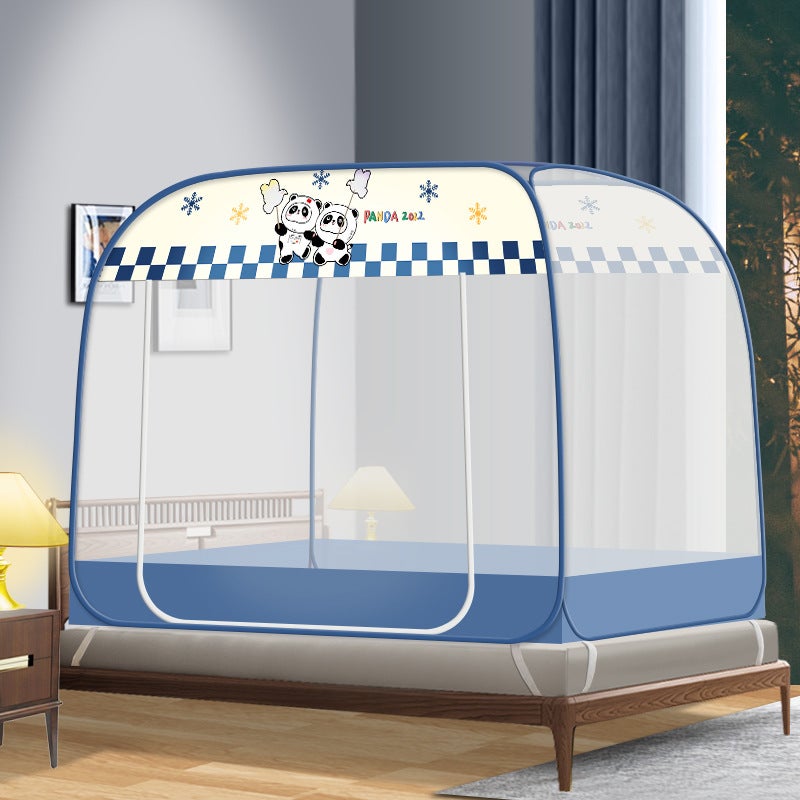 New Installation-Free Mongolian Yurt Household 1.2 M 1.5 M Bed Mosquito Net Foldable Zipper One-Piece Full Bottom Bottomless - Image 5