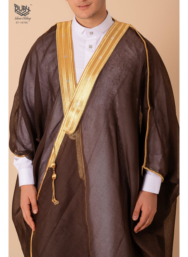 روبي للملابس الإسلامية رداء بشت رجالي، ملابس إسلامية، كيمونو، عباية فضفاضة، فساتين بأكمام طويلة، شيفون مطرز، قفطان، ثوب رسمي غير رسمي في دبي - Image 1