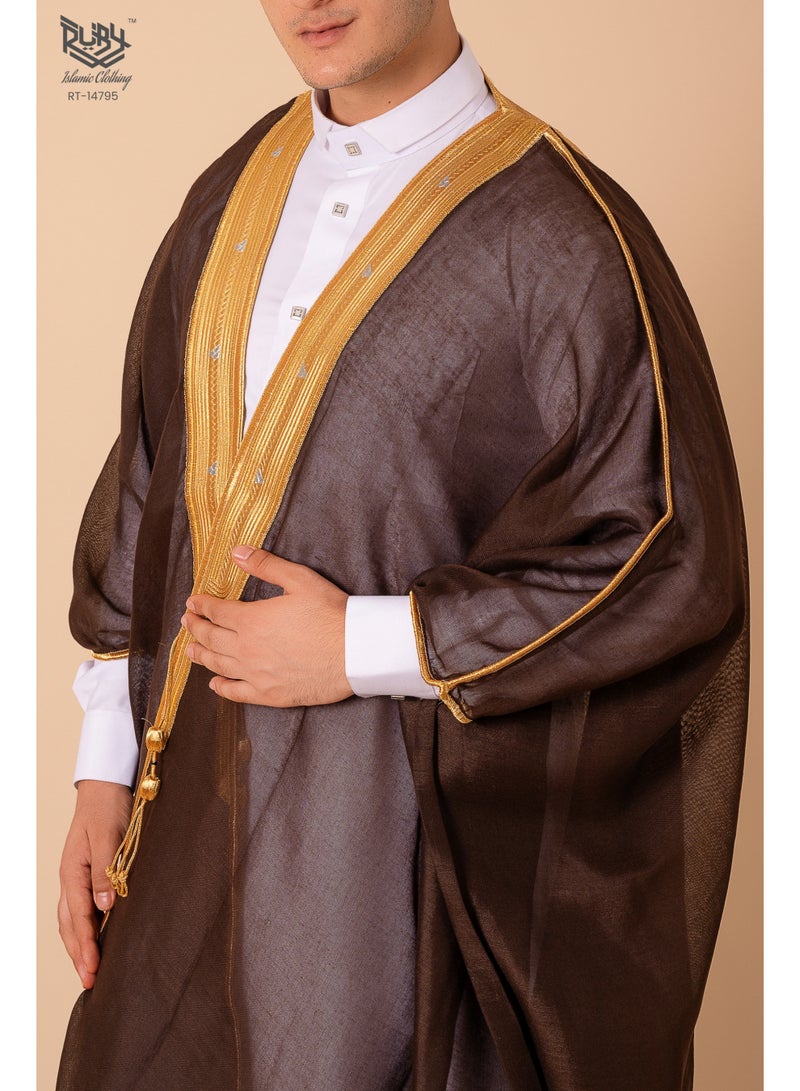 روبي للملابس الإسلامية رداء بشت رجالي، ملابس إسلامية، كيمونو، عباية فضفاضة، فساتين بأكمام طويلة، شيفون مطرز، قفطان، ثوب رسمي غير رسمي في دبي - Image 3