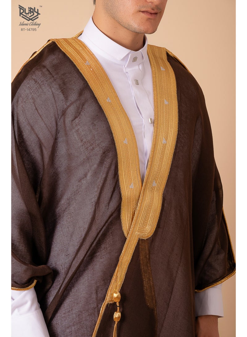 روبي للملابس الإسلامية رداء بشت رجالي، ملابس إسلامية، كيمونو، عباية فضفاضة، فساتين بأكمام طويلة، شيفون مطرز، قفطان، ثوب رسمي غير رسمي في دبي - Image 4