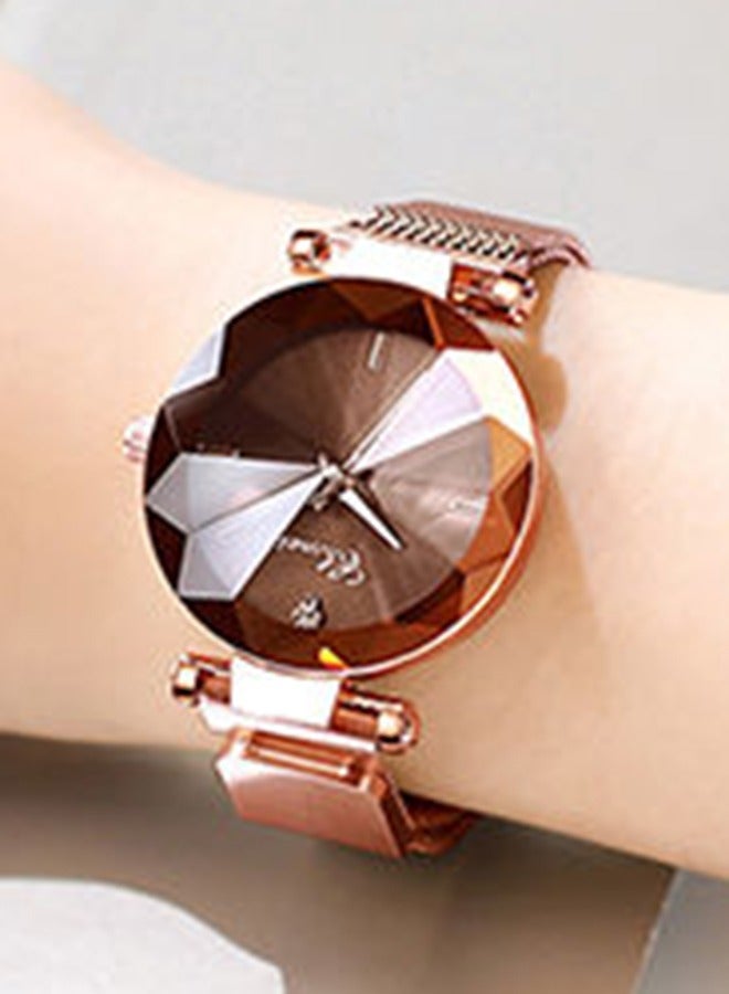 Chenxi Luxury Women's Watch - Rose Gold Mesh Strap, Cut Crystal Dial, Quartz Wristwatch for Fashionistas - Image 5