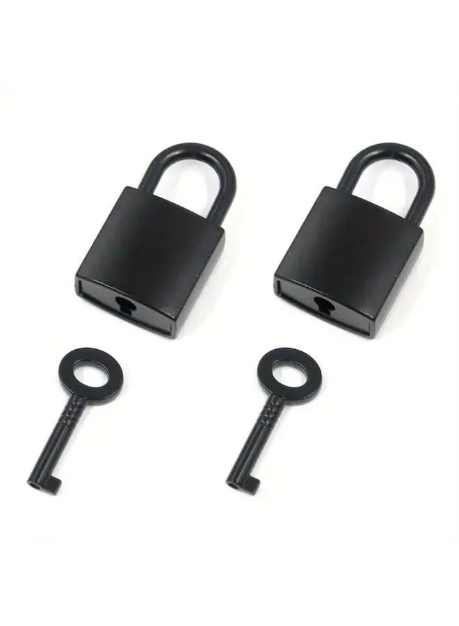 2 Pack Mini Square Vintage Padlocks Black Metal Decorative Locks For Jewelry Box - Image 1