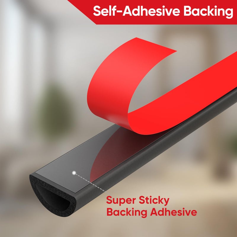 UIOCSSC 26 Feet Weather Stripping Door Seal Self Adhesive EPDM Foam Rubber Seal Strip D-Shaped Door Weather Stripping for Door and Window, RV, Boat, Auto, Truck, Marine, W:0.75"; H:0.375" - Image 4