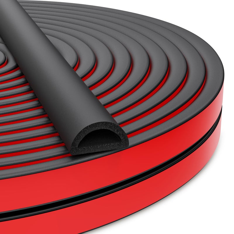 UIOCSSC 26 Feet Weather Stripping Door Seal Self Adhesive EPDM Foam Rubber Seal Strip D-Shaped Door Weather Stripping for Door and Window, RV, Boat, Auto, Truck, Marine, W:0.75"; H:0.375" - Image 1