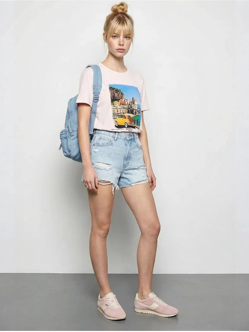 بيانكو لوتشي LUCCI Printed Crew Neck T-Shirt