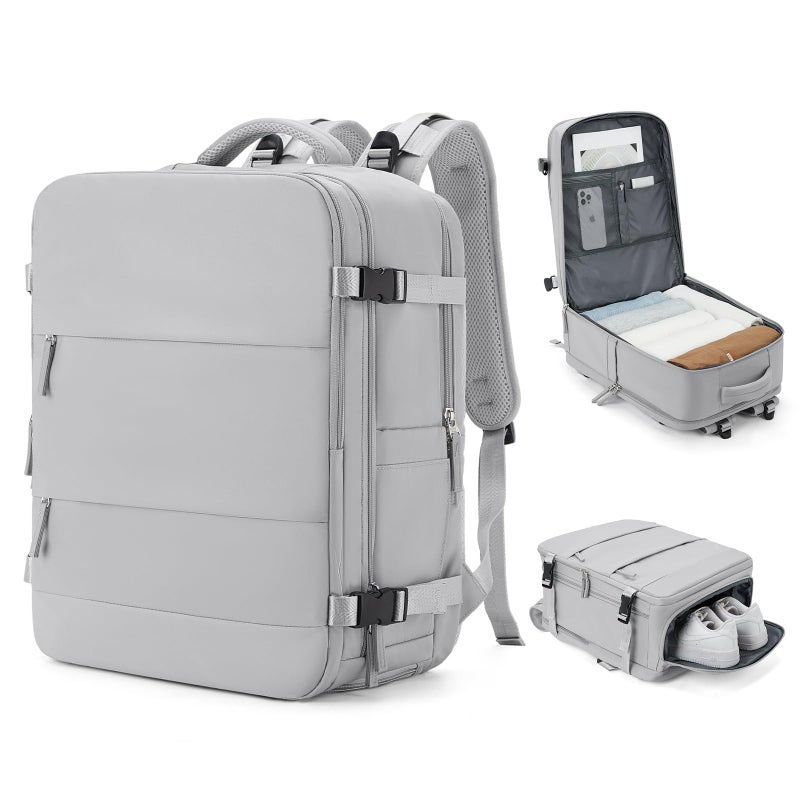 coowoz Large Travel Backpack Carry On for Women Man Gym Backpacks with Laptop Compartment Mochila de Viaje Teacher Personal Item Backpack Rucksack Airplane Accessories Must Haves Grey - Image 2