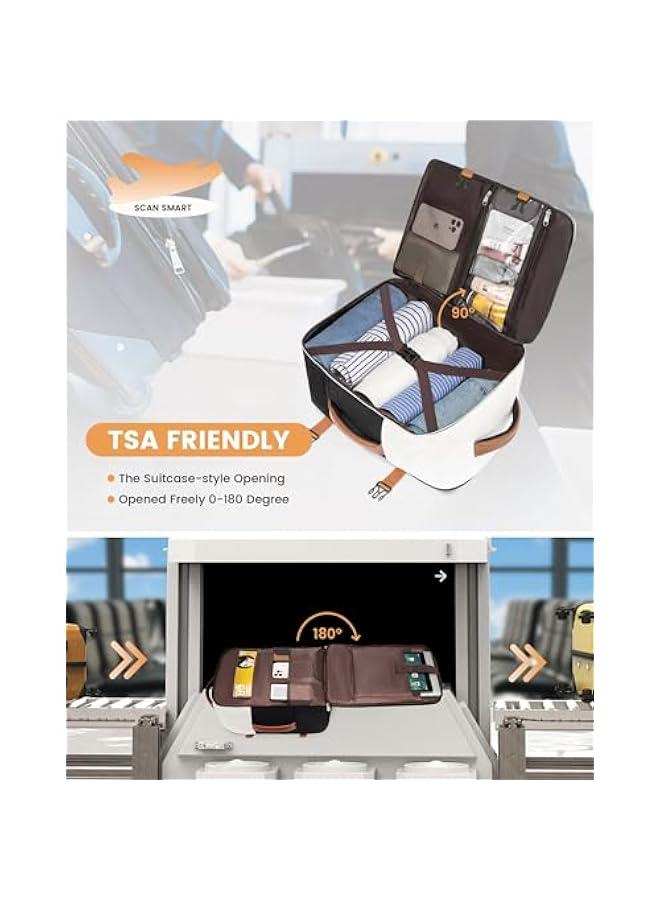 Arabest Travel Backpack for Women, TSA Carry On Backpack Flight Approved Luggage, 40L Water Resistant Personal Item Daypack Large Weekender Bag fit 17 inch Laptop with 3 Cubes, Beige-black-brown - Image 3