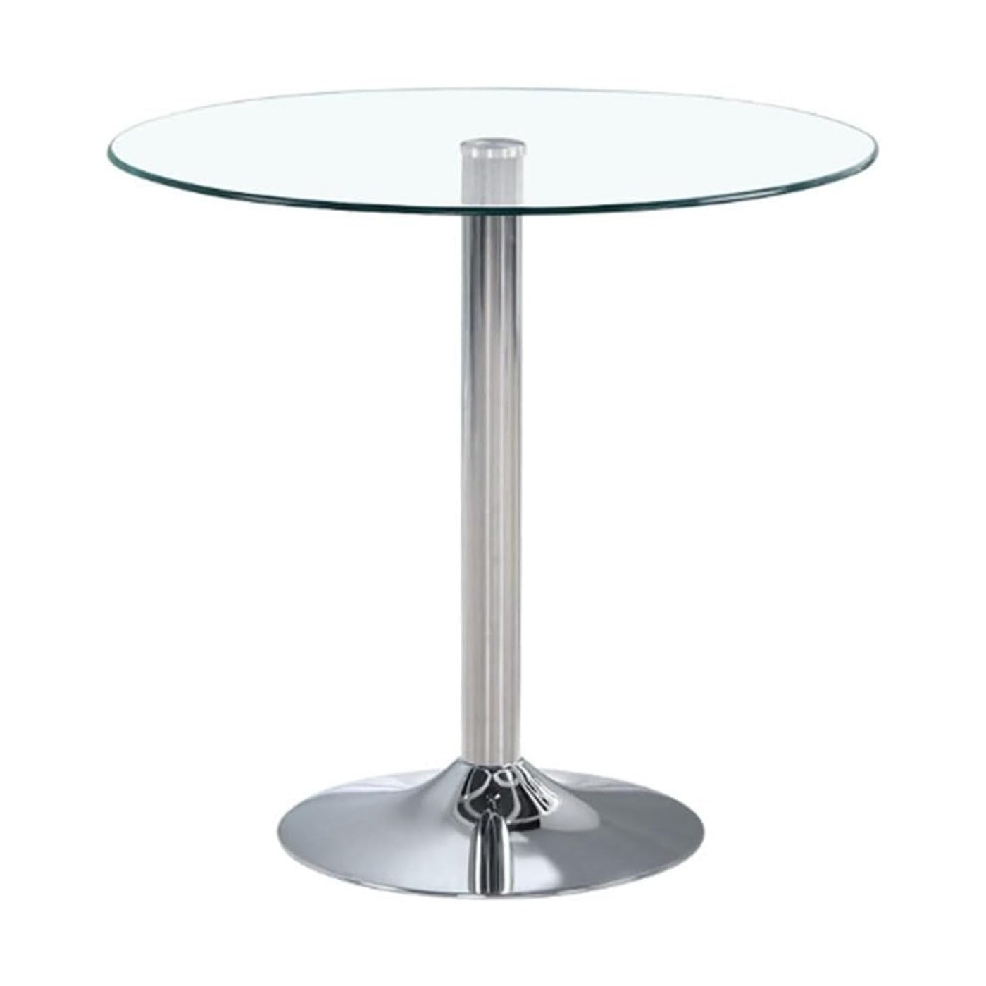 HYYTEIBL 23.4" Round Glass Dining Table, Modern Circular, Sturdy Base and Perfect for 2-4 Seat, Bistro Style for Dining Room, Living Room, Balcony, Cafe