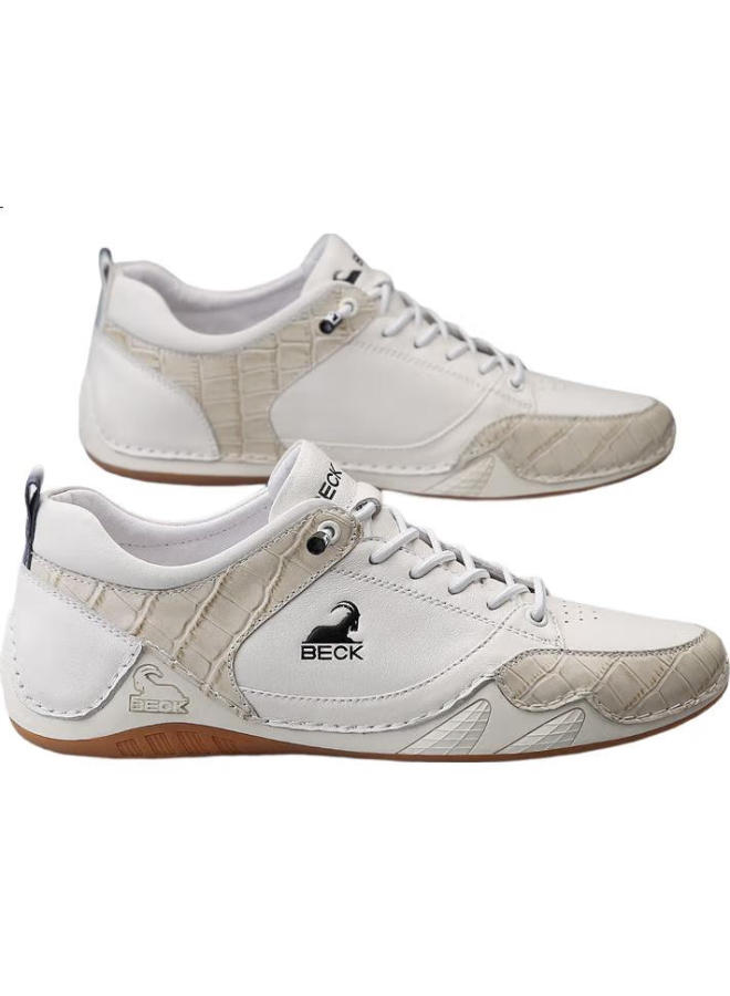 Beck Gongyang Men's Casual Shoes, Spring And Summer Sneakers, Comfortable Soft-soled Leather Shoes, Versatile Footwear, Dexun Shoes, White, Size 38 - Image 2