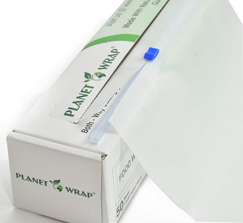 Planet Wrap ورق تغليف الطعام بلانيت راب أبيض 11 بوصة 50 متر مع قاطع منزلق آمن للاستخدام في الميكروويف ورق غير مطبوع غير مشمع غير مغطى 100 ورق صحي 50 جرام سمك - Image 3