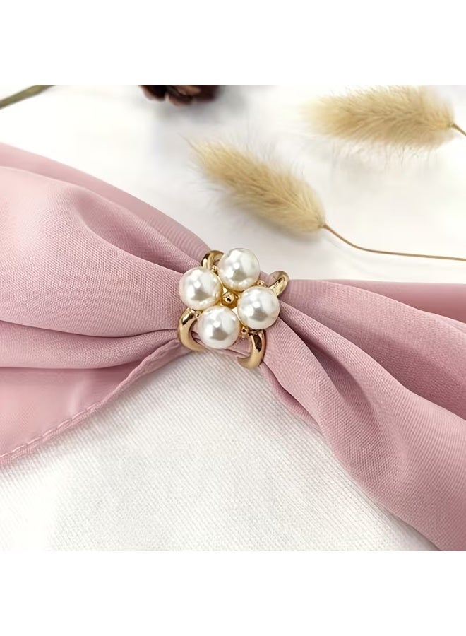Home Clearance Sale Pearl Scarf Clips - Set of 4, Simple and Stylish Camellia Decorative Fasteners for T-Shirt Hems and Belt Knots - Image 3