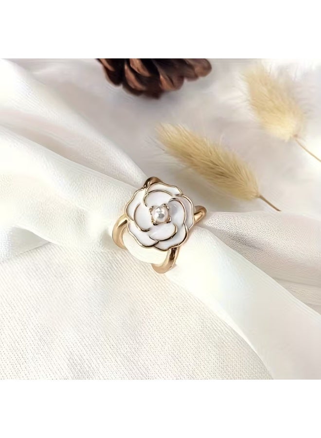 Home Clearance Sale Pearl Scarf Clips - Set of 4, Simple and Stylish Camellia Decorative Fasteners for T-Shirt Hems and Belt Knots - Image 4