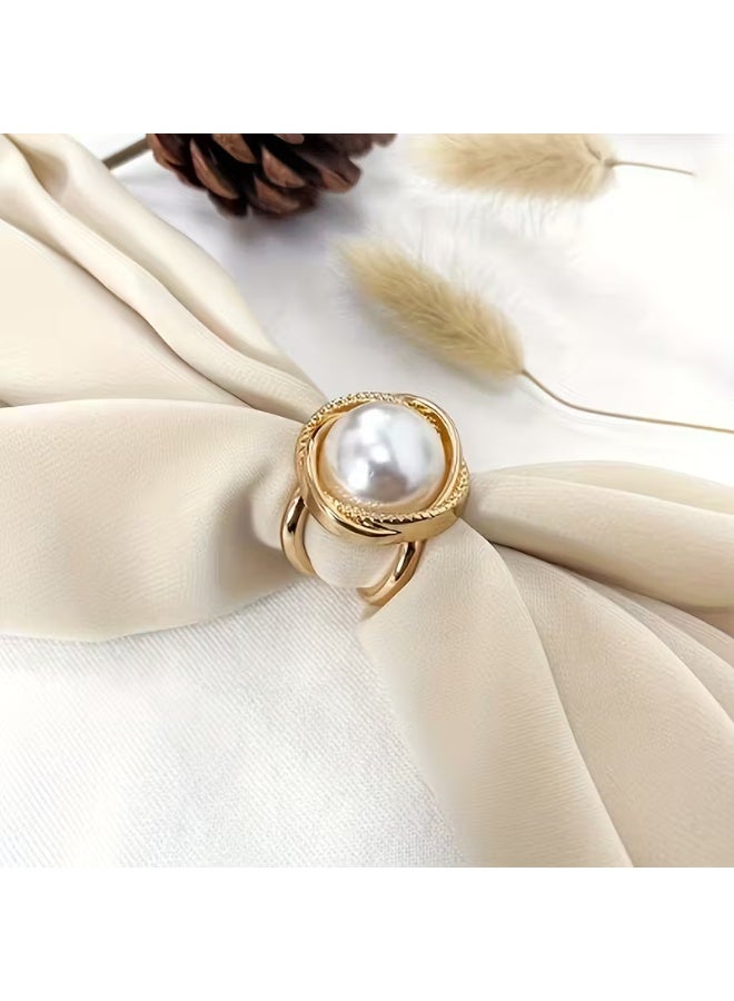 Home Clearance Sale Pearl Scarf Clips - Set of 4, Simple and Stylish Camellia Decorative Fasteners for T-Shirt Hems and Belt Knots - Image 5