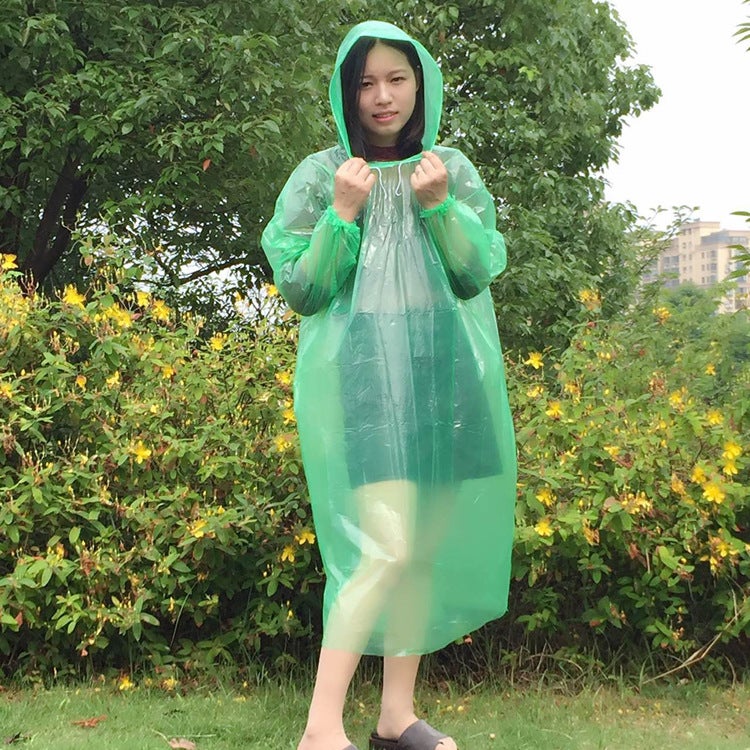 Generic Disposable thickened adult raincoat outdoor hiking hooded rope poncho travel scenic spot drifting protective raincoat [Pullover glossy]] 