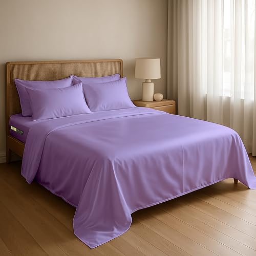 Day Care® Premium Satin Bedsheet Single Bed with Pillow Covers | Romantic Night 400TC Satin Bedsheet | Gift for Women & Couples Home Furnishing | Date Night Collection - 90x60 Inch Lavender - Image 2