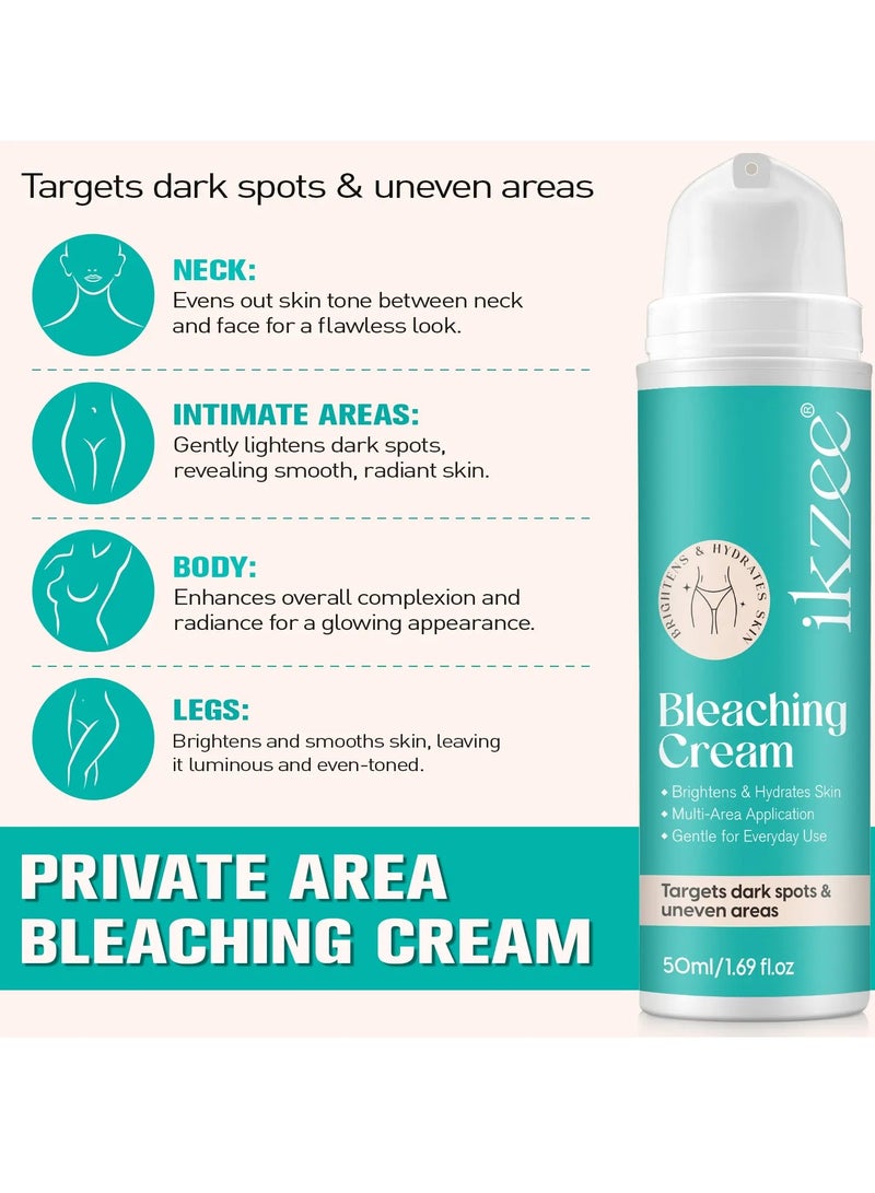 IKZEE 50ml Bleaching Cream Hydrating Brightening Gentle Intimate Creams for Private Part Elbow Underarm Knees Neck Remove Dark Spots and Target Uneven Areas Skin Lightening Whitening Cream - Image 5