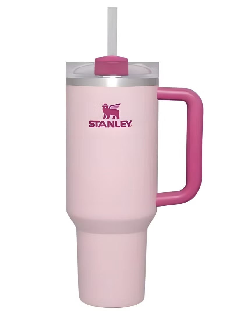 Stanley 40oz Stanley Quencher H20 Flowstate Stainless Steel Vacuum Insulated Tumbler with Lid and Straw for Water, Iced Tea or Coffee, Smoothie and More, Cream (Flamingo Pink) - Image 1