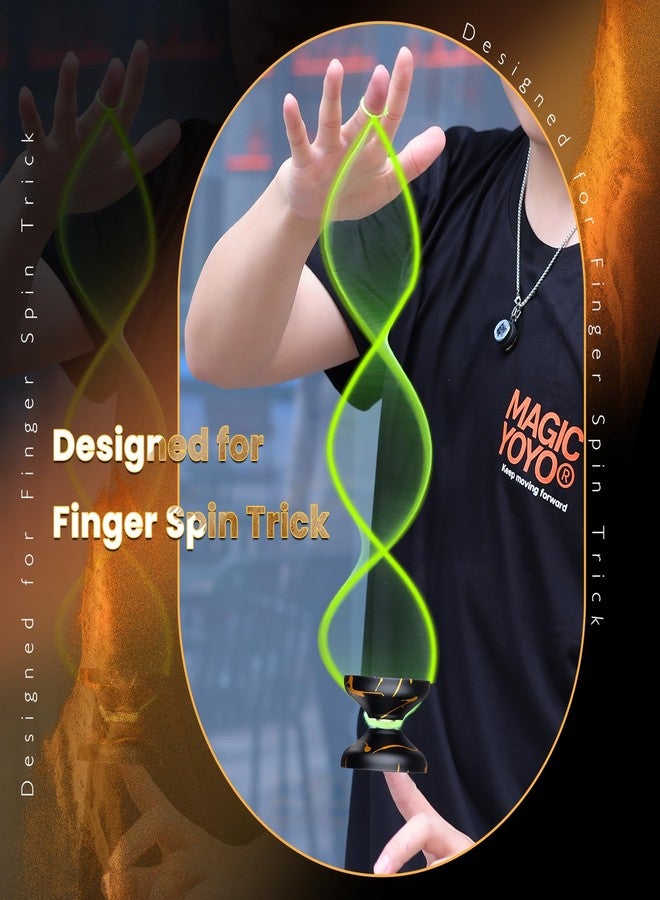 MAGICYOYO V10 Finger Spin Yoyo Professional Metal Trick Yoyo Responsive & Unresponsive Dual Purpose Yo Yo with Storage Case + Yo Yo Glove +12 Strings(Black Golden) - Image 2