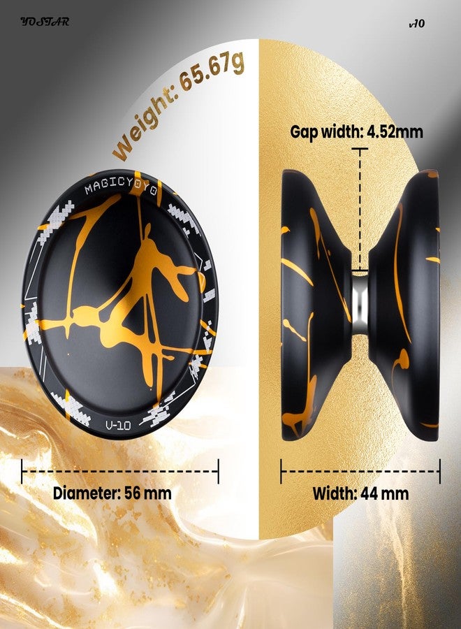 MAGICYOYO V10 Finger Spin Yoyo Professional Metal Trick Yoyo Responsive & Unresponsive Dual Purpose Yo Yo with Storage Case + Yo Yo Glove +12 Strings(Black Golden) - Image 5