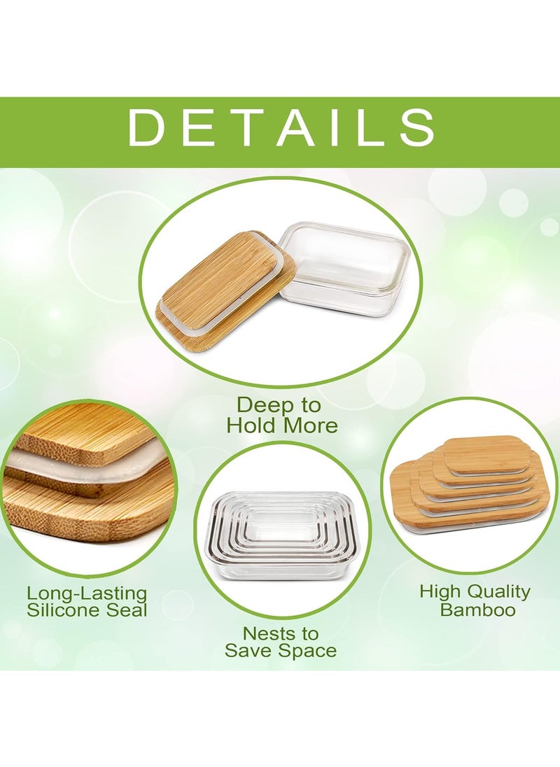 BLACKSTONE - Set of 3 Glass Food Containers with Wooden Lids & Silicone Rings – 370ml Leakproof Storage Solution - Image 1