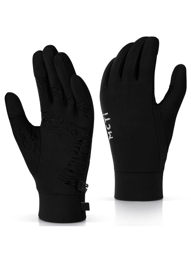 MCTi Winter Gloves for Men Women, Touch Screen Gloves with Conductive Microfiber, Palm Silicone, for Cold Weather Running Driving Hiking Black-L - Image 1
