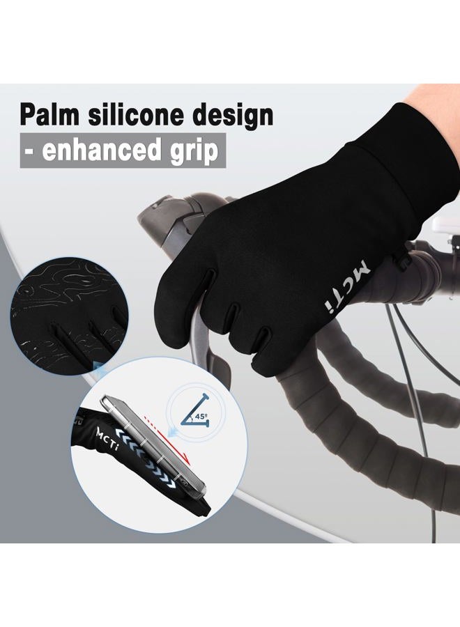 MCTi Winter Gloves for Men Women, Touch Screen Gloves with Conductive Microfiber, Palm Silicone, for Cold Weather Running Driving Hiking Black-L - Image 4