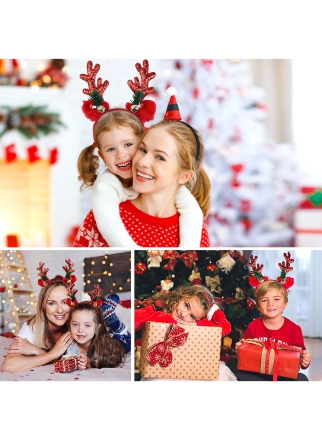 عام عصابة رأس غزال الرنة لعيد الميلاد، طوق شعر بالقرون اللامعة الحمراء، تصميم أجراس الترتر الأحمر لعيد الميلاد، إكسسوارات شعر لحفلات أعياد الميلاد والعطلات للنساء والأطفال والكبار، مستلزمات الحفلات. - Image 4