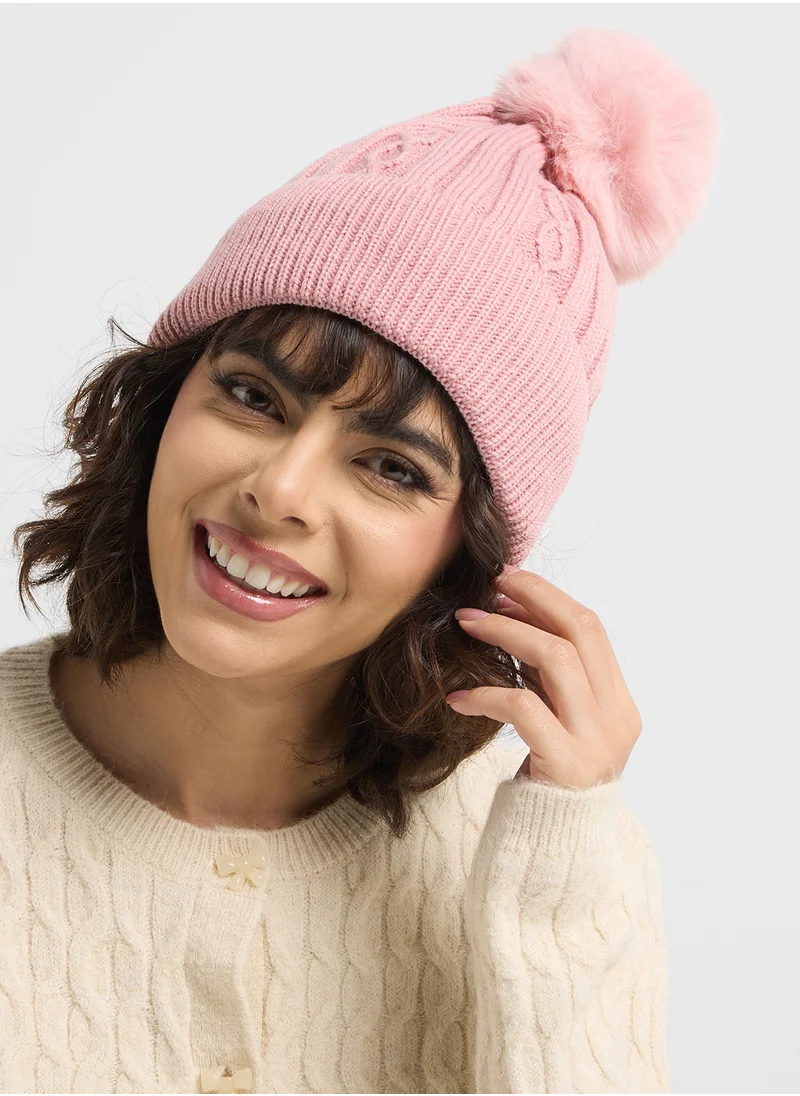 ايلا Pom Pom Knit Winter Beanie