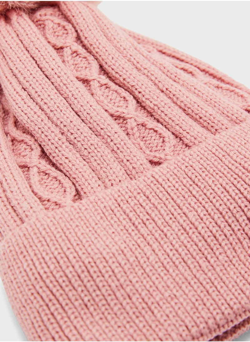 ايلا Pom Pom Knit Winter Beanie