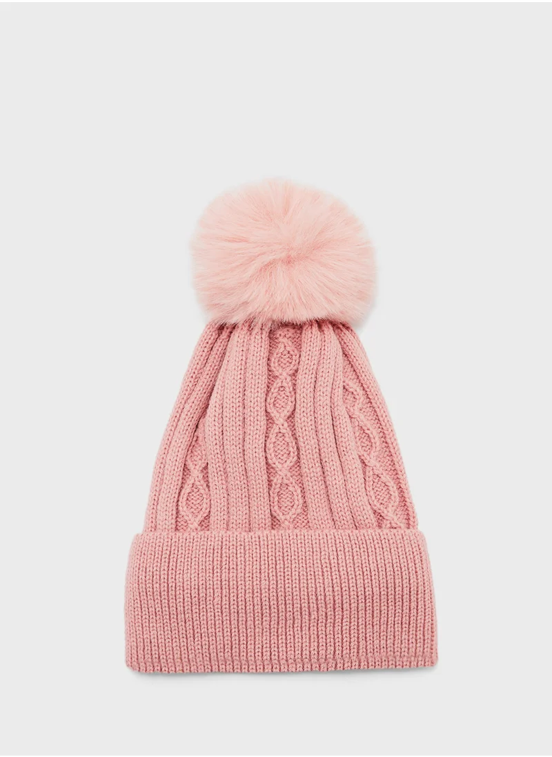 ELLA Pom Pom Knit Winter Beanie